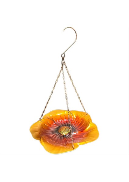 Kuş banyosu asılı küçük kuş besleyici metal besleyici çiçek tepsisi bahçe dekorasyonu için sevimli kuş besleyici tepsisi altın-kahverengi (Yurt Dışından)