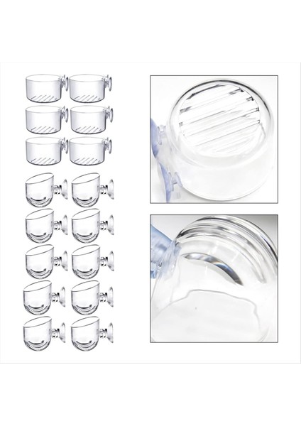 16pcs su bitki fincanları, şeffaf akrilik su bitki potu emişli, akvaryum dekorasyonu 2 şekil (Yurt Dışından)