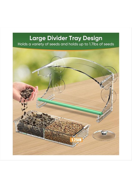 4 güçlü vantuzlu pencere kuş besleyici, dışarıda pencere kuş besleyici temizlik, pencere için akrilik kuş evi (Yurt Dışından)