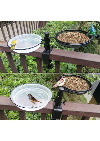 Kuş Besleyici-Açık bahçe, çim, balkon ve veranda için balkon braketi ile 2&#39;si 1 arada kuş banyosu ve besleyici (Yurt Dışından)