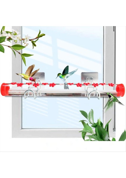 Kuş Besleyici Penceresi Kuş Besleyici 2 Çelik Stand, Besleme Portları, Açık Kuş Besleyici Doldurması Kolay, 40cm (Yurt Dışından)