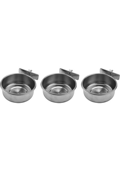 3 parçalı kuş besleyici fincan paslanmaz çelik besleyici fincan hayvan kafesi su gıda kasesi s (Yurt Dışından)