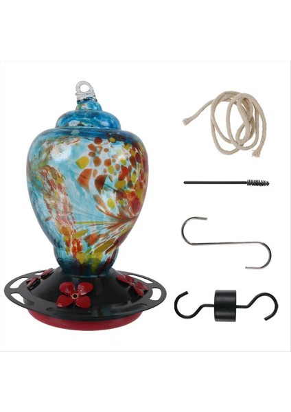 5 tünemiş el üflemeli cam kuş besleyicileri, açık havada 30 fuild oz, e (Yurt Dışından)