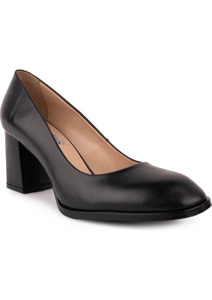 Hakiki Deri Sade Topuklu Ayakkabı 50309 Siyah fırsatları