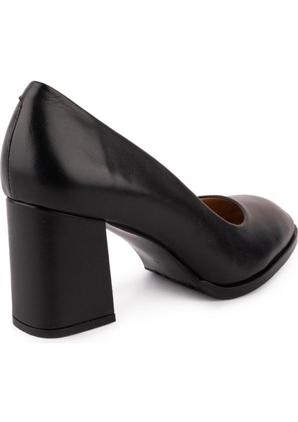 Hakiki Deri Sade Topuklu Ayakkabı 50309 Siyah indirimleri