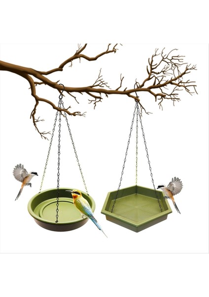 Asılı Kuş Besleyici Tepsisi Su Düzenli Plastik Kuş Banyosu Tepsisi ve Besleyici Dışarı için Yok Kuş Besleyici Askı (Yurt Dışından)