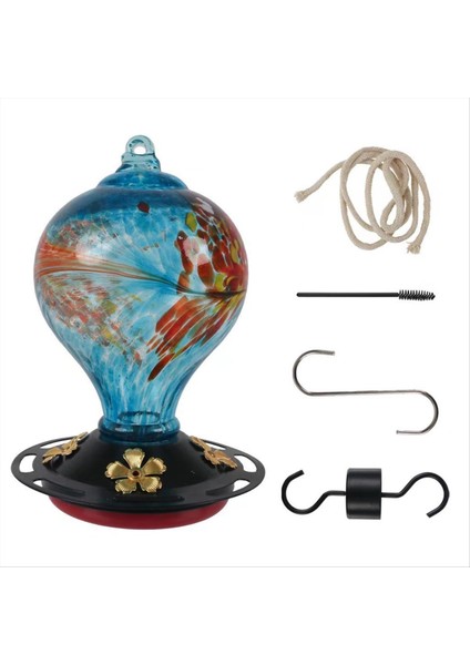 5 tünemiş kuş besleyici el üflemeli cam kuş besleyicileri açık havada 30 fuild oz, d (Yurt Dışından)