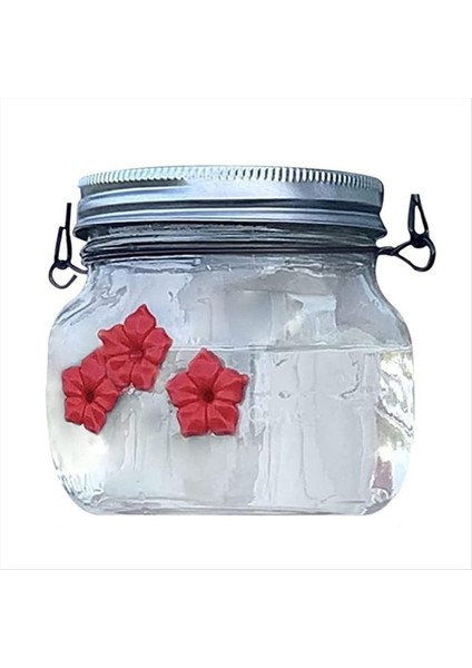 Açık havada asılı avlu bahçe dekorasyonu için çiçek besleme limanları ile 1 pack mason kavanoz kuş besleyici, kavanoz tipi (Yurt Dışından)