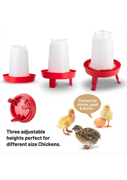 Üst Dolduran Civciv Besleyici ve Waterer Kit, Civciv Besleyici ve Waterer 3 Tems ile Civcivler için Ayarlanabilir Bacaklar Kırmızı (Yurt Dışından)