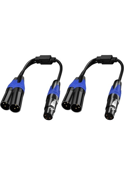XLR Splitter Kablosu, 1 XLR dişi - 2 XLR Erkek Y kablosu dengeli mikrofon ayırıcı kablosu ses adaptörü 2 paketi (Yurt Dışından)