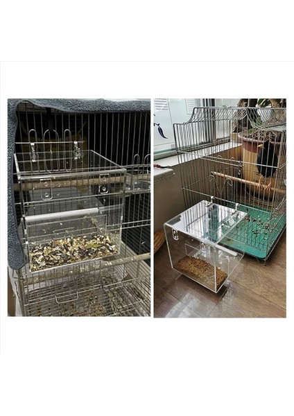 Kafes Kuş Besleyicisi için Dağınık Kuş Besleyici Yok Kafes için Otomatik Kuş Besleyici, Akrilik Kuş Besleyici Parrot Kafes Yiyecek Besleyici (Yurt Dışından)