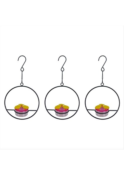 3 adet Hakkalaşım Besleyici, İstiflenebilir Asma Humming Kuş Besleyici Metal Çerçeve ve Kırmızı Plastik Kase Kalp (Yurt Dışından)