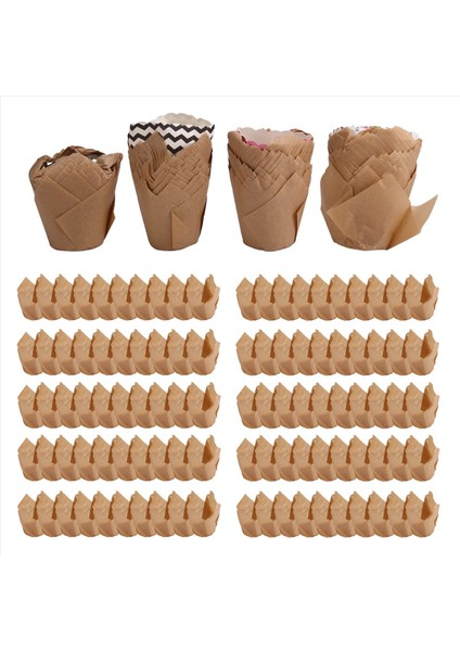 200 adet Lale Cupcake Liner Pişirme Bardakları Kağıt Cupcake ve Muffin Pişirme Bardakları Düğünler ve Doğum Günü İçin (Yurt Dışından)