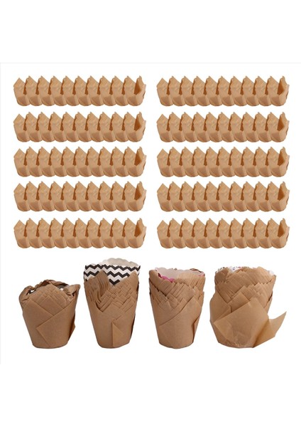 200 adet Lale Cupcake Liner Pişirme Bardakları Kağıt Cupcake ve Muffin Pişirme Bardakları Düğünler ve Doğum Günü İçin (Yurt Dışından)