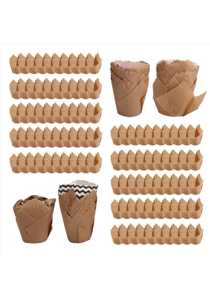 200 adet Lale Cupcake Liner Pişirme Bardakları Kağıt Cupcake ve Muffin Pişirme Bardakları Düğünler ve Doğum Günü İçin (Yurt Dışından)