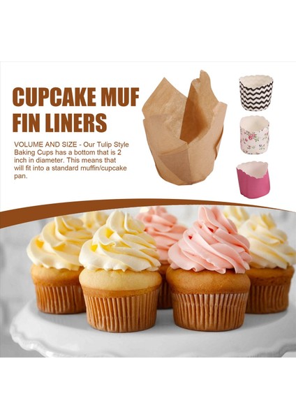 200 adet Lale Cupcake Liner Pişirme Bardakları Kağıt Cupcake ve Muffin Pişirme Bardakları Düğünler ve Doğum Günü İçin (Yurt Dışından)