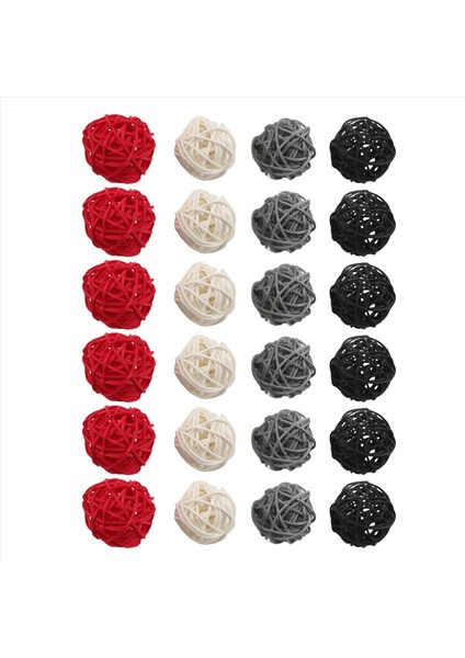 2 inç Rattan Topları Ev Dekoru için Dekoratif DIY Dolgu Süsü Düğün Masa Dekorasyonu (Siyah, Gri, Kırmızı, Beyaz) (Yurt Dışından)