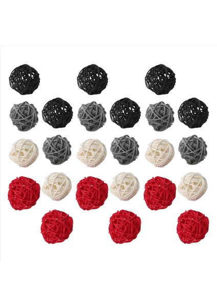 2 inç Rattan Topları Ev Dekoru için Dekoratif DIY Dolgu Süsü Düğün Masa Dekorasyonu (Siyah, Gri, Kırmızı, Beyaz) (Yurt Dışından)