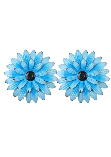 Açık mavi bahçe avlusu demir ayçiçeği villa dekorasyon bahçecilik duvarı asılı (Yurt Dışından)