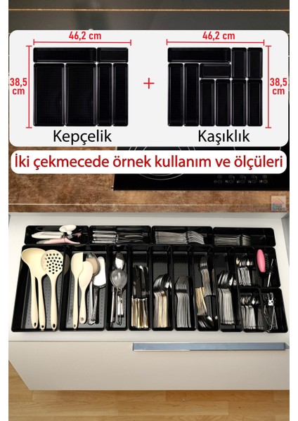 Parlak Siyah (Piano Black) 16'lı Set Modüler Çekmece Içi Kaşıklık Organizer Düzenleyici fiyatları