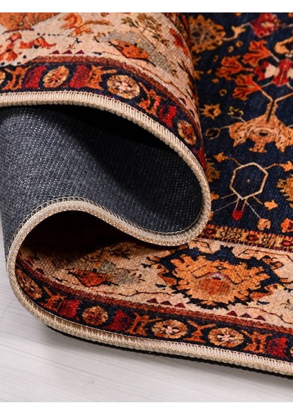 Otantik 1231 Vintage Baskı Halı Silinebilir Yıkanabilir Salon Antre Mutfak Halı Yolluk