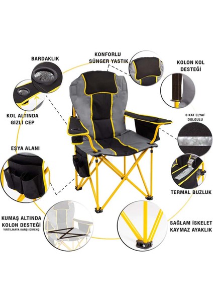Big Boy Katlanabilir Xl Kamp Sandalyesi Gri indirimleri