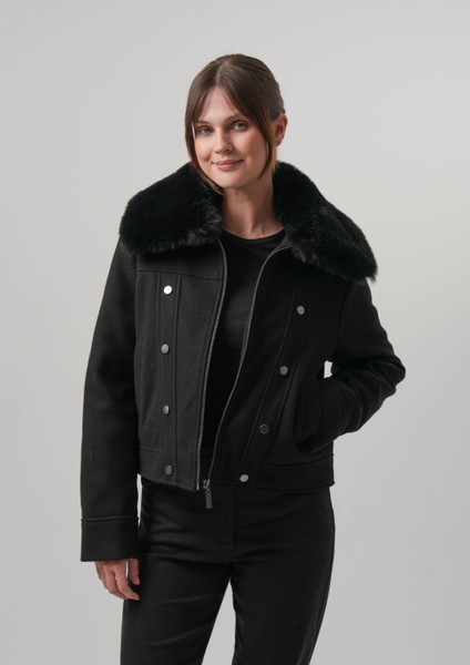 CELINA KADIN MONT Çıkabilir Kürklü Kadın Kaşe Ceket