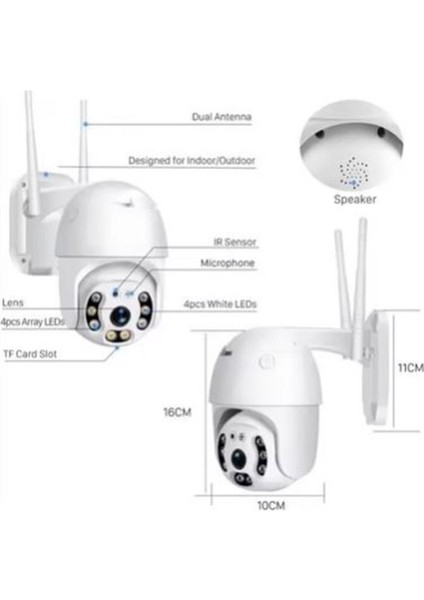 Apronx APX-WP70 3mp 2.8mm 8 LED Wifi Ptz Kamera