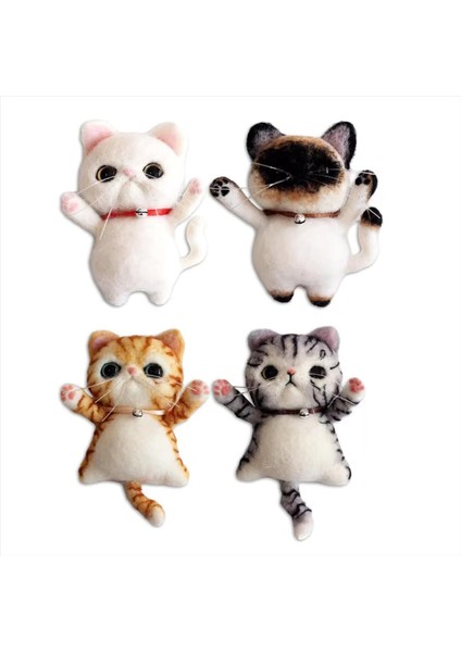 İğne Keçe Kiti - Yeni Başlayanlar İçin Keçi Kitleri Yetişkin, 4 PC DIY Kedi Broş Yün Keçe Kiti Öğretim, Yetişkinler için (Yurt Dışından)