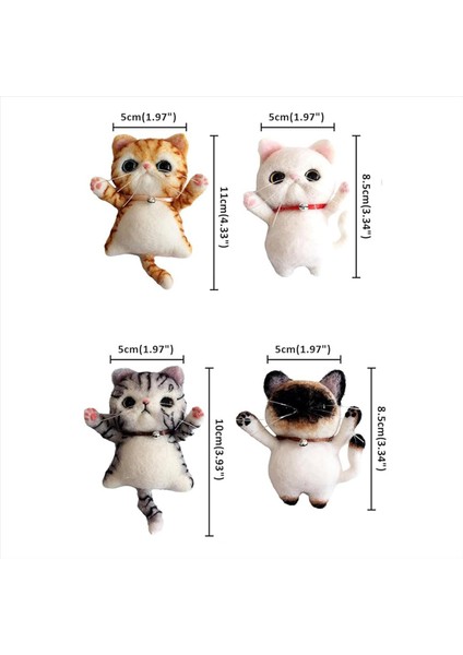İğne Keçe Kiti - Yeni Başlayanlar İçin Keçi Kitleri Yetişkin, 4 PC DIY Kedi Broş Yün Keçe Kiti Öğretim, Yetişkinler için (Yurt Dışından)