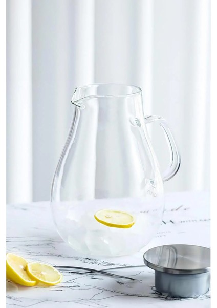 Cam Sürahi 2 Lt Metal Kapaklı Isıya Dayanıklı Borosilikat Karaf modelleri