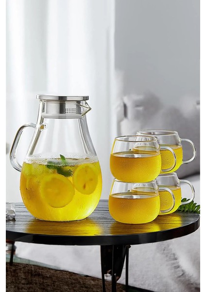 Cam Sürahi 2 Lt Metal Kapaklı Isıya Dayanıklı Borosilikat Karaf indirimleri