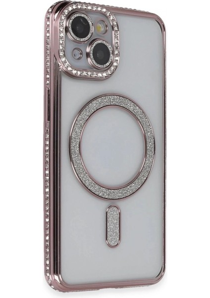 iPhone 13 Kılıf Joke Simli Magneticsafe Kılıf - Pembe