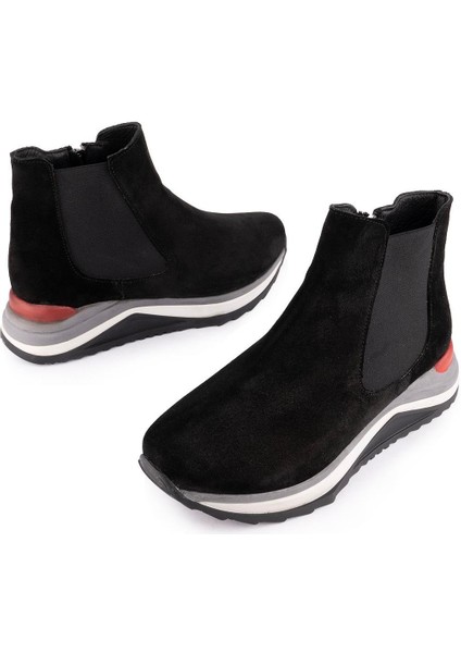 Hakiki Deri Modern Ortopedik Taban Spor Bot Siyah Süet 1612 fiyatları