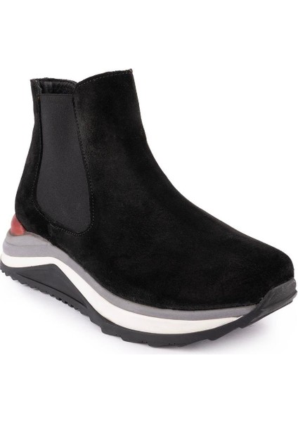 Hakiki Deri Modern Ortopedik Taban Spor Bot Siyah Süet 1612 modelleri