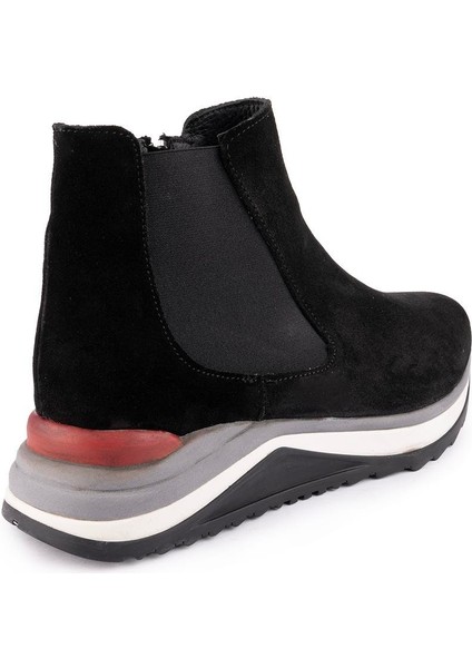 Hakiki Deri Modern Ortopedik Taban Spor Bot Siyah Süet 1612 indirimleri