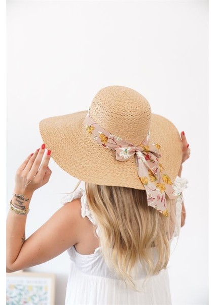 Kadın Lna Natural Çiçek Detaylı Hasır Şapka modelleri