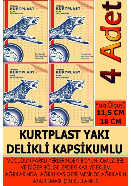 Kurtplast Yakı Delikli Kapsikumlu 4 Adet * Yeni Ürün - Yakı Ölçüsü : 11,5 cm x 18 cm