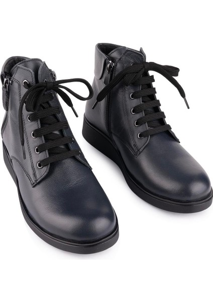 Hakiki Deri Sade Rahat Ortopedik Taban Bot Gri 2202 Bot