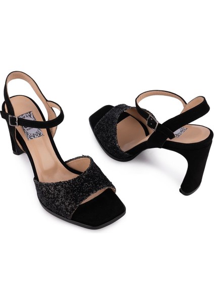 Hakiki Deri Ince Bantlı Modern Abiye Sandalet Siyah Payet 56900 fiyatları