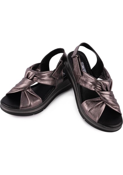 Hakiki Deri Günlük Rahat Düğüm Tasarım Sandalet Bronz D-1111 indirimleri