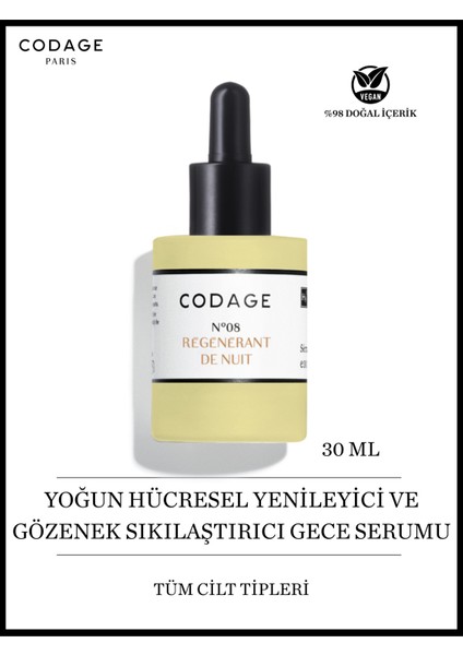 Serum N°08 -Gece Yenilenme & Gençleşme Yüz Serumu - 30 ml