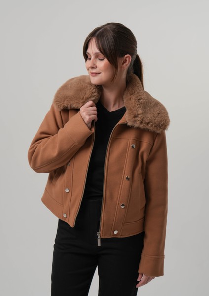 CELINA KADIN MONT Çıkabilir Kürklü Kadın Kaşe Ceket fırsatları