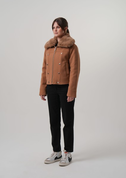 CELINA KADIN MONT Çıkabilir Kürklü Kadın Kaşe Ceket indirimleri