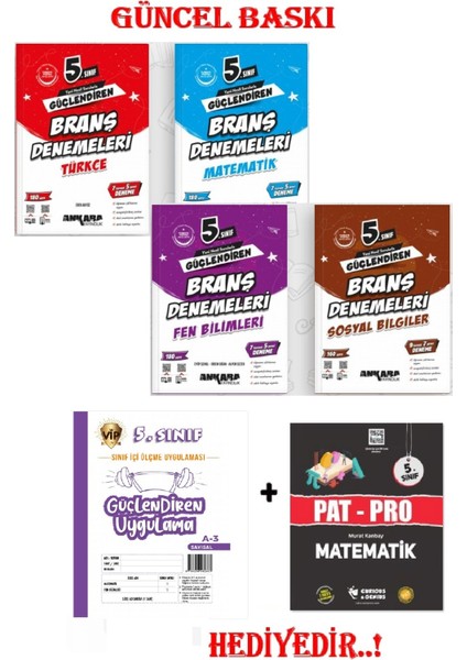 5.sınıf Güçlendiren Türkçe - Matematik - Fen - Sosyal Bilgiler Branş Denemeleri...hediyeli.!