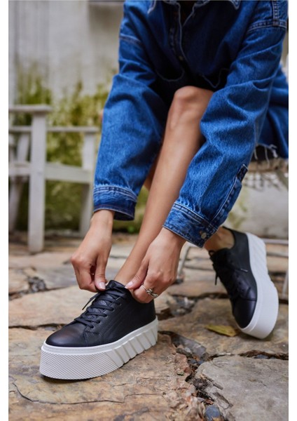 Sarah Kadın Siyah Gercek Deri Sneaker fırsatları