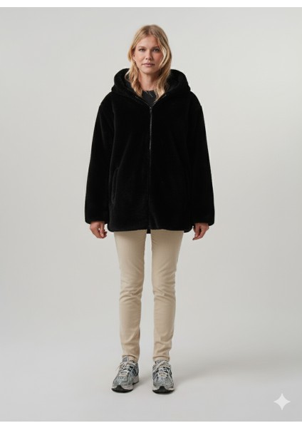 Mısra Kadın Mont Kapüşonlu Kadın Peluş Rabit Mont modelleri