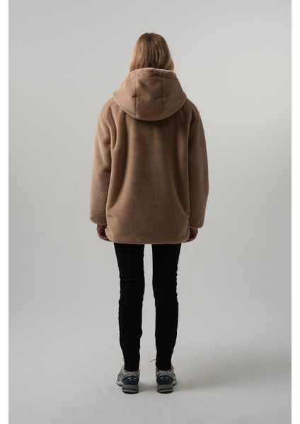 Mısra Kadın Mont Kapüşonlu Kadın Peluş Rabit Mont