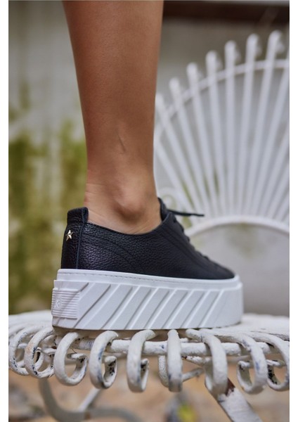 Sarah Kadın Siyah Gercek Deri Sneaker