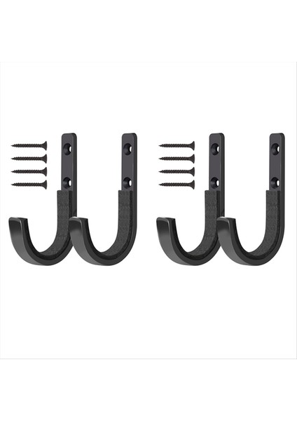 4pcs Metal Duvara Monte J Hook Tool Hook Depolama Rafları Alet Evleri ve Evler için Uygundur Siyah (Yurt Dışından)